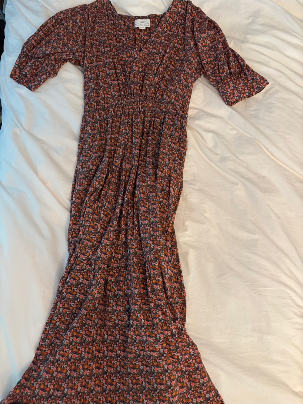 Trovata Birds of Paradis Floral Maxi Dress with Smocked Waist